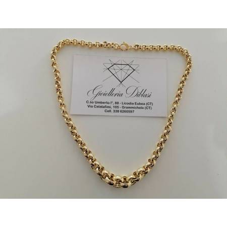 COLLANA In ORO GIALLO 18 Karati 750% Donna COLLIER Maglia Catena ROLO' Girocollo - 3