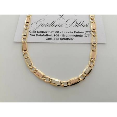 COLLANA ORO 18 KT Giallo Bianco Rosso Uomo Donna Unisex Collier CATENA Girocollo - 1