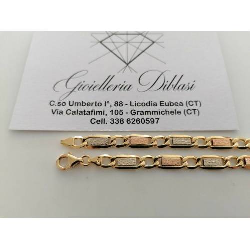 COLLANA ORO 18 KT Giallo Bianco Rosso Uomo Donna Unisex Collier CATENA Girocollo - 2