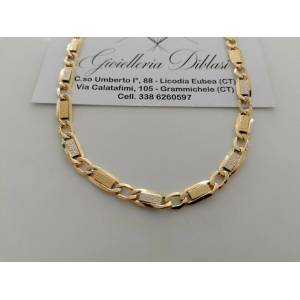 COLLANA ORO 18 KT 750% Giallo Bianco COLLIER Maglia CATENA Girocollo Uomo Donna - 1