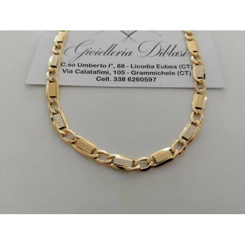 COLLANA ORO 18 KT 750% Giallo Bianco COLLIER Maglia CATENA Girocollo Uomo Donna - 1