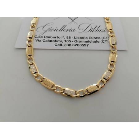 COLLANA ORO 18 KT 750% Giallo Bianco COLLIER Maglia CATENA Girocollo Uomo Donna - 1