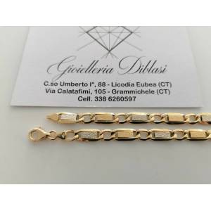 COLLANA ORO 18 KT 750% Giallo Bianco COLLIER Maglia CATENA Girocollo Uomo Donna - 1 2