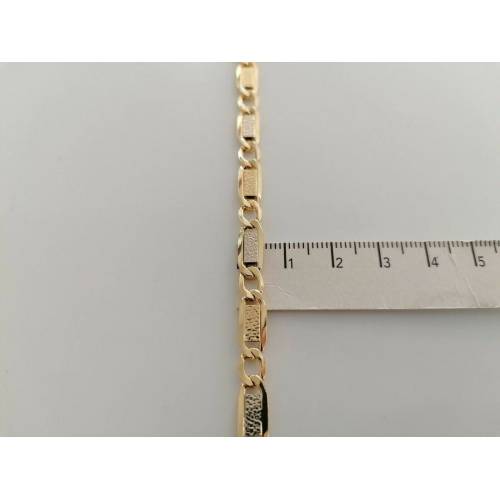 BRACCIALE ORO Bicolore GIALLO BIANCO 18 Kt 750% Uomo Donna Unisex Maglia CATENA - 3