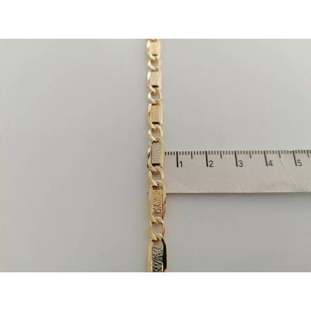 BRACCIALE ORO Bicolore GIALLO BIANCO 18 Kt 750% Uomo Donna Unisex Maglia CATENA - 3