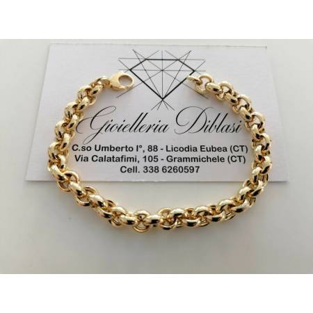 BRACCIALE Donna ORO GIALLO 18 Karati 750%/1000 Maglia CATENA Rolò Made In Italy - 1