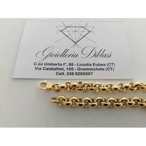 BRACCIALE Donna ORO GIALLO 18 Karati 750%/1000 Maglia CATENA Rolò Made In Italy - 2