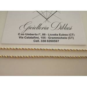 COLLANA ORO 18 KT 750% Donna Giallo Bianco CORDA Laser Girocollo COLLIER Catena - 1 2
