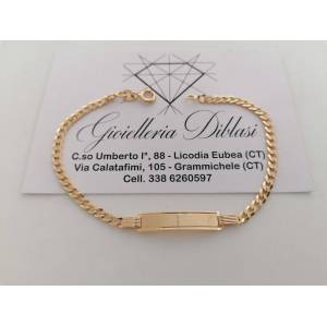 BRACCIALE Uomo Donna Unisex In ORO GIALLO 18 Karati 750% Con Targhetta Piastrina - 1