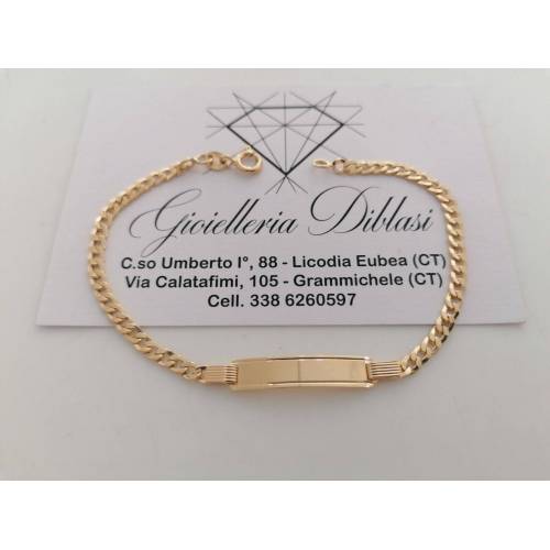 BRACCIALE Uomo Donna Unisex In ORO GIALLO 18 Karati 750% Con Targhetta Piastrina - 1
