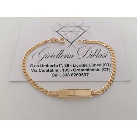 BRACCIALE Uomo Donna Unisex In ORO GIALLO 18 Karati 750% Con Targhetta Piastrina - 1