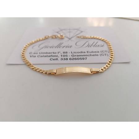 BRACCIALE Uomo Donna Unisex In ORO GIALLO 18 Karati 750% Con Targhetta Piastrina - 2