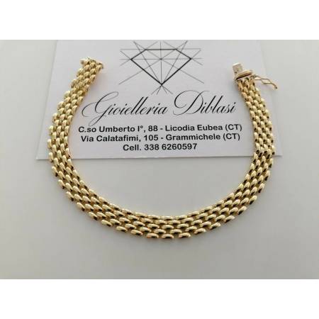 BRACCIALE Uomo Donna Unisex ORO GIALLO 18 Kt 750% Modello Maglia CARTIER 5 Fili - 1