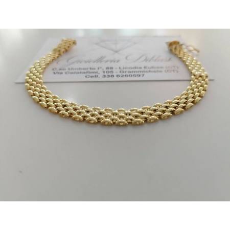 BRACCIALE Uomo Donna Unisex ORO GIALLO 18 Kt 750% Modello Maglia CARTIER 5 Fili - 2