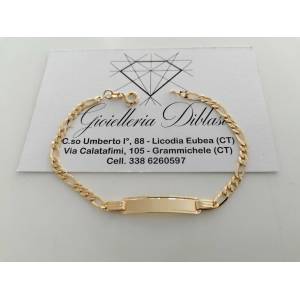 BRACCIALE Uomo Donna Unisex In ORO GIALLO 18 Karati 750% Con Targhetta Piastrina - 1