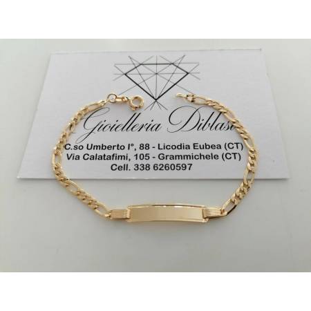 BRACCIALE Uomo Donna Unisex In ORO GIALLO 18 Karati 750% Con Targhetta Piastrina - 1