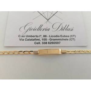 BRACCIALE Uomo Donna Unisex ORO GIALLO 18 Kt 750% Maglia Con Targhetta Piastra - 1 2