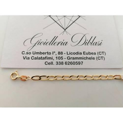BRACCIALE Uomo Donna Unisex ORO GIALLO 18 Kt 750% Maglia Con Targhetta Piastra - 3