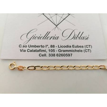 BRACCIALE Uomo Donna Unisex ORO GIALLO 18 Kt 750% Maglia Con Targhetta Piastra - 3