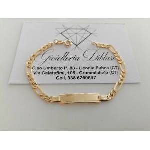 BRACCIALE Uomo Donna Unisex In ORO GIALLO 18 Karati 750% Con Targhetta Piastrina - 1