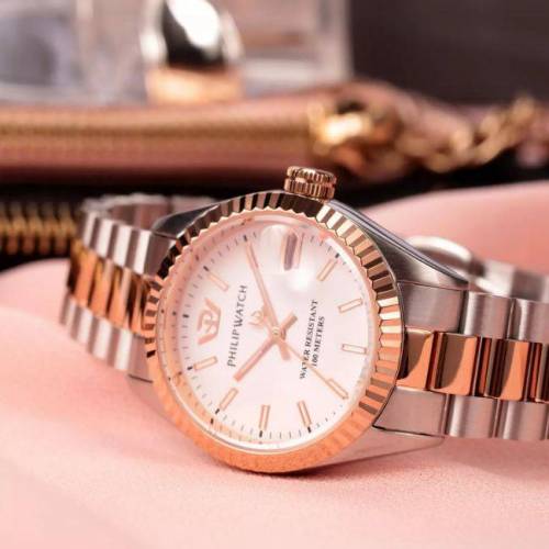 OROLOGIO PHILIP WATCH CARIBE DONNA Acciaio Argento Rose Gold Datario R8253597580 - 4