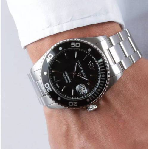 OROLOGIO PHILIP WATCH CARIBE Uomo AUTOMATICO In Acciaio Argento Nero R8223597015 - 3
