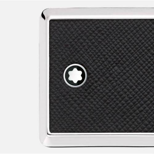 CINTURA MONTBLANC 114421 In Pelle Colore NERO Regolabile Acciaio Stampa Saffiano - 3