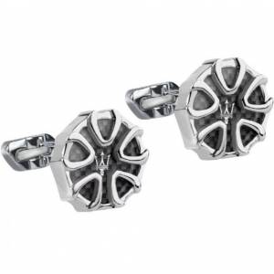 GEMELLI MASERATI Polsini Uomo In Acciaio Silver JEWELS Argento Nero JM217AJF29 - 1