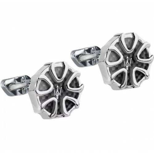 GEMELLI MASERATI Polsini Uomo In Acciaio Silver JEWELS Argento Nero JM217AJF29 - 1