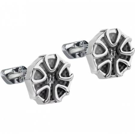 GEMELLI MASERATI Polsini Uomo In Acciaio Silver JEWELS Argento Nero JM217AJF29 - 1