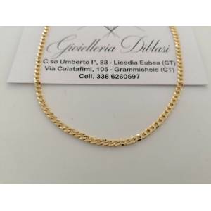 COLLANA Uomo Donna ORO GIALLO 18Kt 750% Maglia GRUMETTA Catena Collier Girocollo - 1