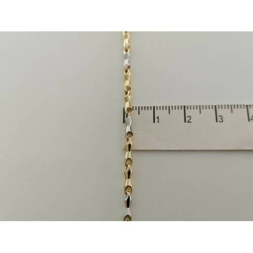 COLLANA Collier CATENA Girocollo ORO 18 KT 750% GIALLO BIANCO Maglia Uomo Donna - 3