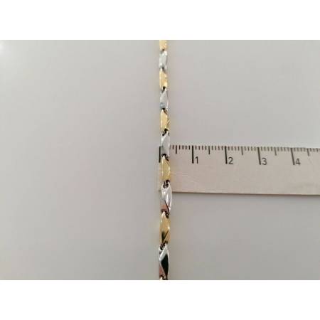 COLLANA Collier CATENA Girocollo ORO 18 KT 750% GIALLO BIANCO Maglia Uomo Donna - 3