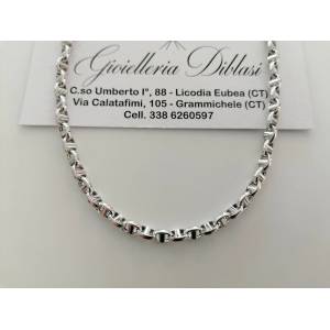 COLLANA ORO BIANCO 18 Kt 750% Uomo Donna Unisex Maglia CATENA Collier Girocollo - 1