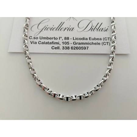 COLLANA ORO BIANCO 18 Kt 750% Uomo Donna Unisex Maglia CATENA Collier Girocollo - 1