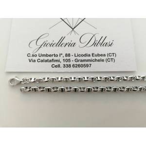 COLLANA ORO BIANCO 18 Kt 750% Uomo Donna Unisex Maglia CATENA Collier Girocollo - 1 2