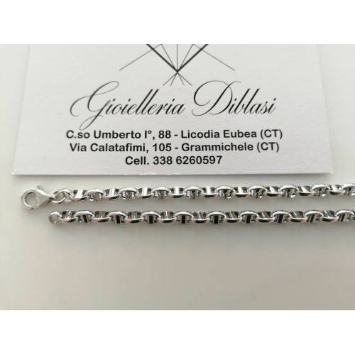 COLLANA ORO BIANCO 18 Kt 750% Uomo Donna Unisex Maglia CATENA Collier Girocollo - 2