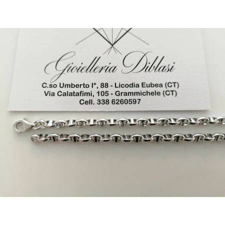 COLLANA ORO BIANCO 18 Kt 750% Uomo Donna Unisex Maglia CATENA Collier Girocollo - 2