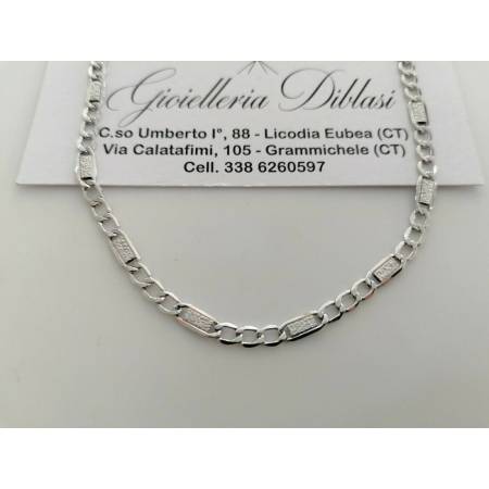 COLLANA Collier Girocollo ORO BIANCO 18 Kt 750% Maglia Modello CATENA Uomo Donna - 1