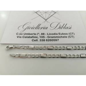 COLLANA Collier Girocollo ORO BIANCO 18 Kt 750% Maglia Modello CATENA Uomo Donna - 1 2