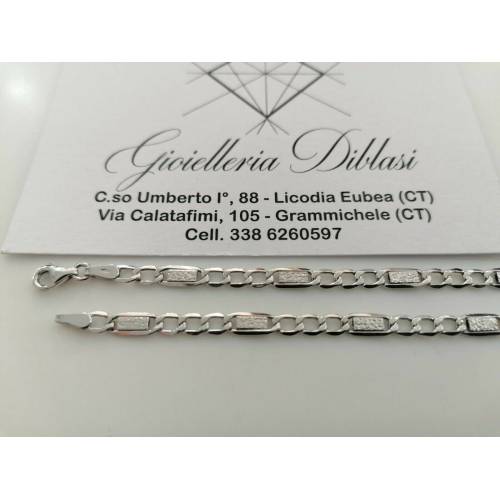 COLLANA Collier Girocollo ORO BIANCO 18 Kt 750% Maglia Modello CATENA Uomo Donna - 2