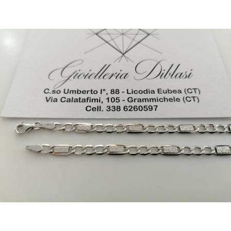 COLLANA Collier Girocollo ORO BIANCO 18 Kt 750% Maglia Modello CATENA Uomo Donna - 2