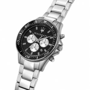 OROLOGIO MASERATI Polso Uomo CRONOGRAFO Sfida Acciaio Argento Nero R8873640004 - 1 2