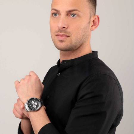 OROLOGIO MASERATI Polso Uomo CRONOGRAFO Sfida Acciaio Argento Nero R8873640004 - 5