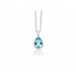 COLLANA MILUNA Gemma Del Cielo TOPAZIO AZZURRO Goccia Argento 925% CLD4348 - 1