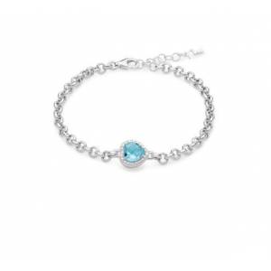 BRACCIALE MILUNA Gemma Del Cielo TOPAZIO AZZURRO Cuore Argento 925% BRD908 - 1