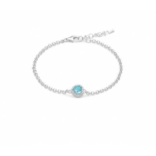 BRACCIALE MILUNA Gemma Del Cielo TOPAZIO AZZURRO Cuore Argento 925% BRD933 - 1