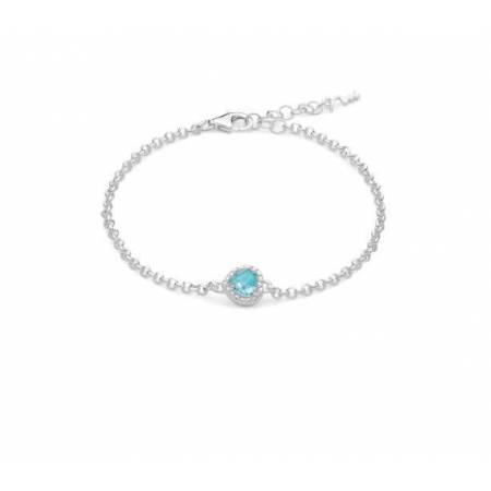 BRACCIALE MILUNA Gemma Del Cielo TOPAZIO AZZURRO Cuore Argento 925% BRD933 - 1