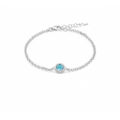 BRACCIALE MILUNA Gemma Del Cielo TOPAZIO AZZURRO Tondo Argento 925% BRD934 - 1