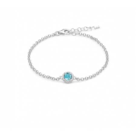 BRACCIALE MILUNA Gemma Del Cielo TOPAZIO AZZURRO Tondo Argento 925% BRD934 - 1
